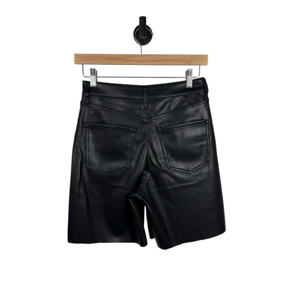 NWOT Express Super High Waisted Faux Leather 90s Bermuda Shorts Black Size 2 - Picture 8 of 14
